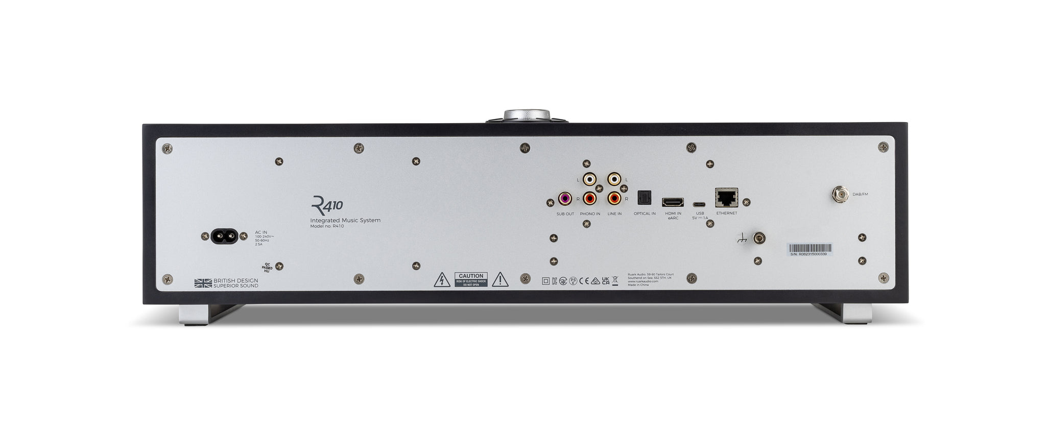 Ruark R410 all-in-one music system, rear panel and connections