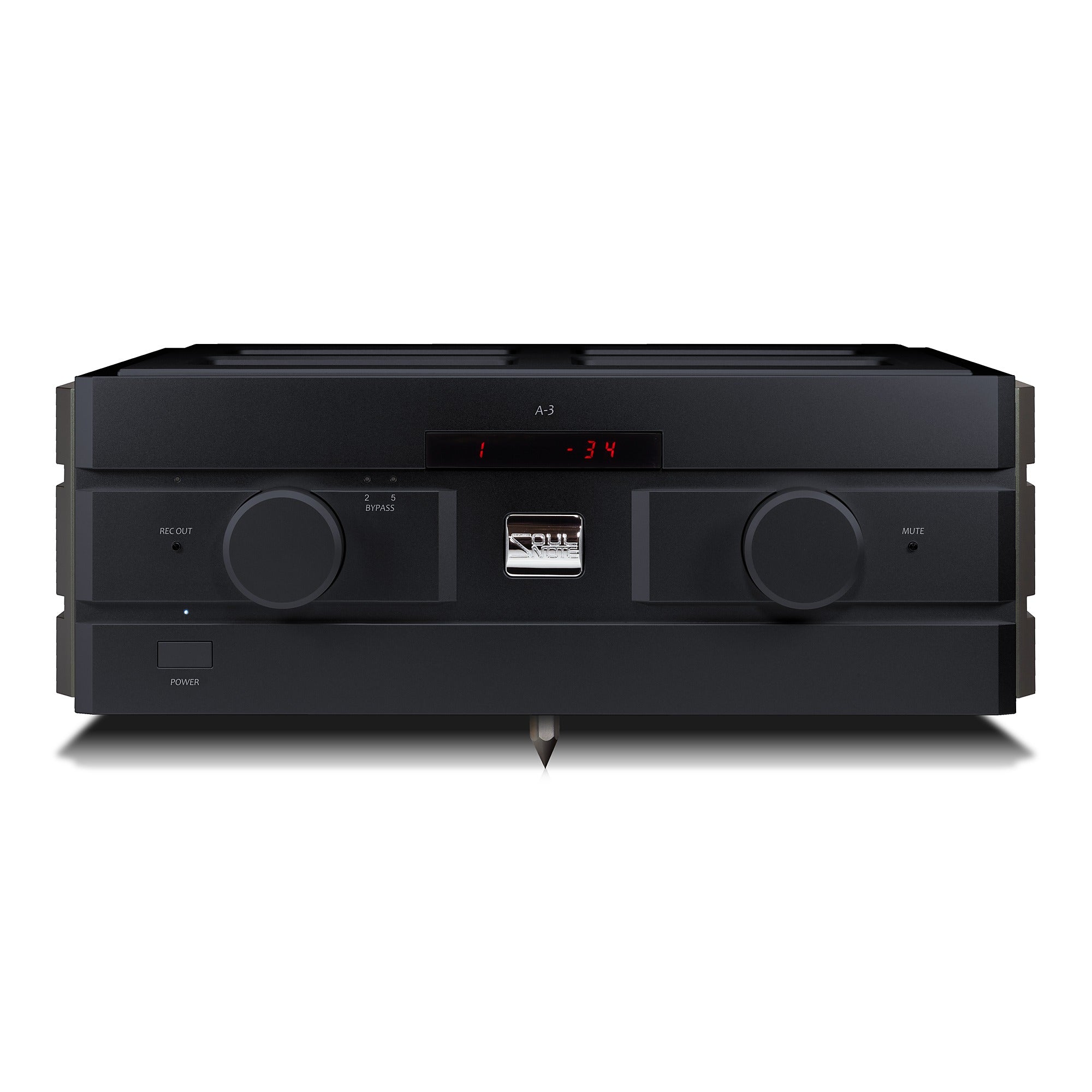 Soulnote A3 integrated amplifier, black, front view
