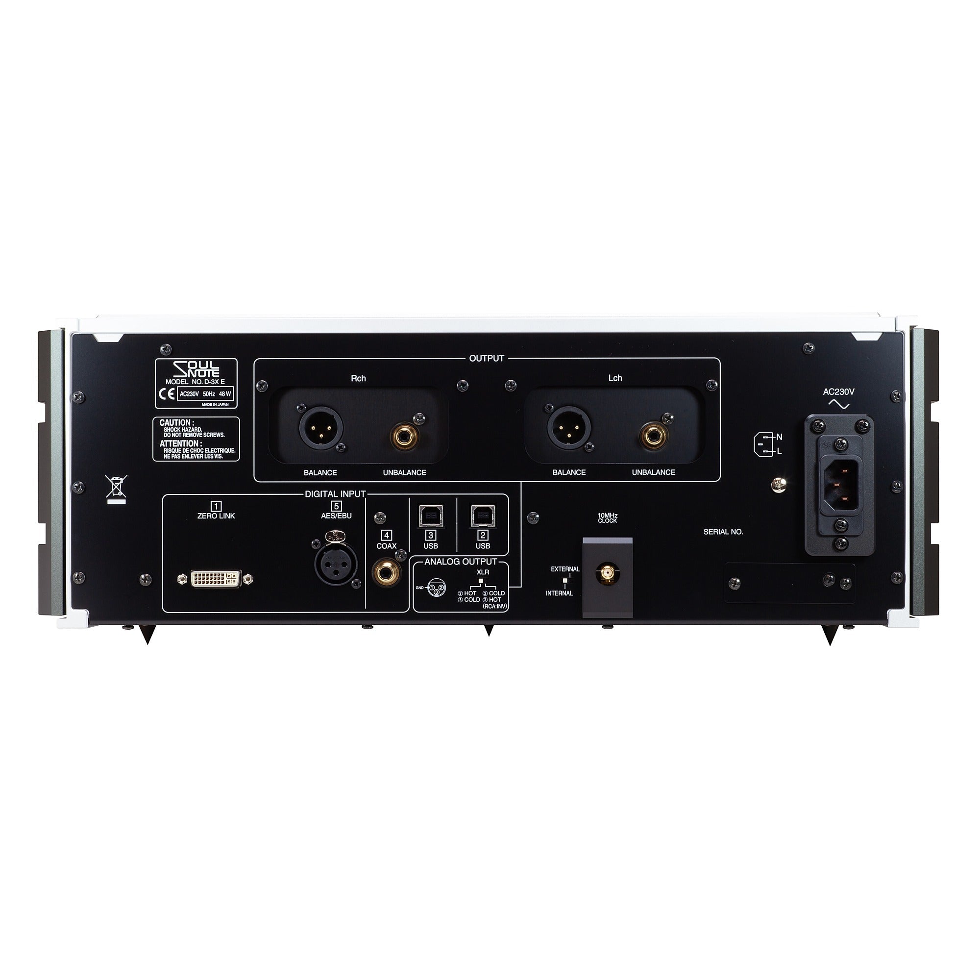 Soulnote D-3 reference D/A converter, rear panel