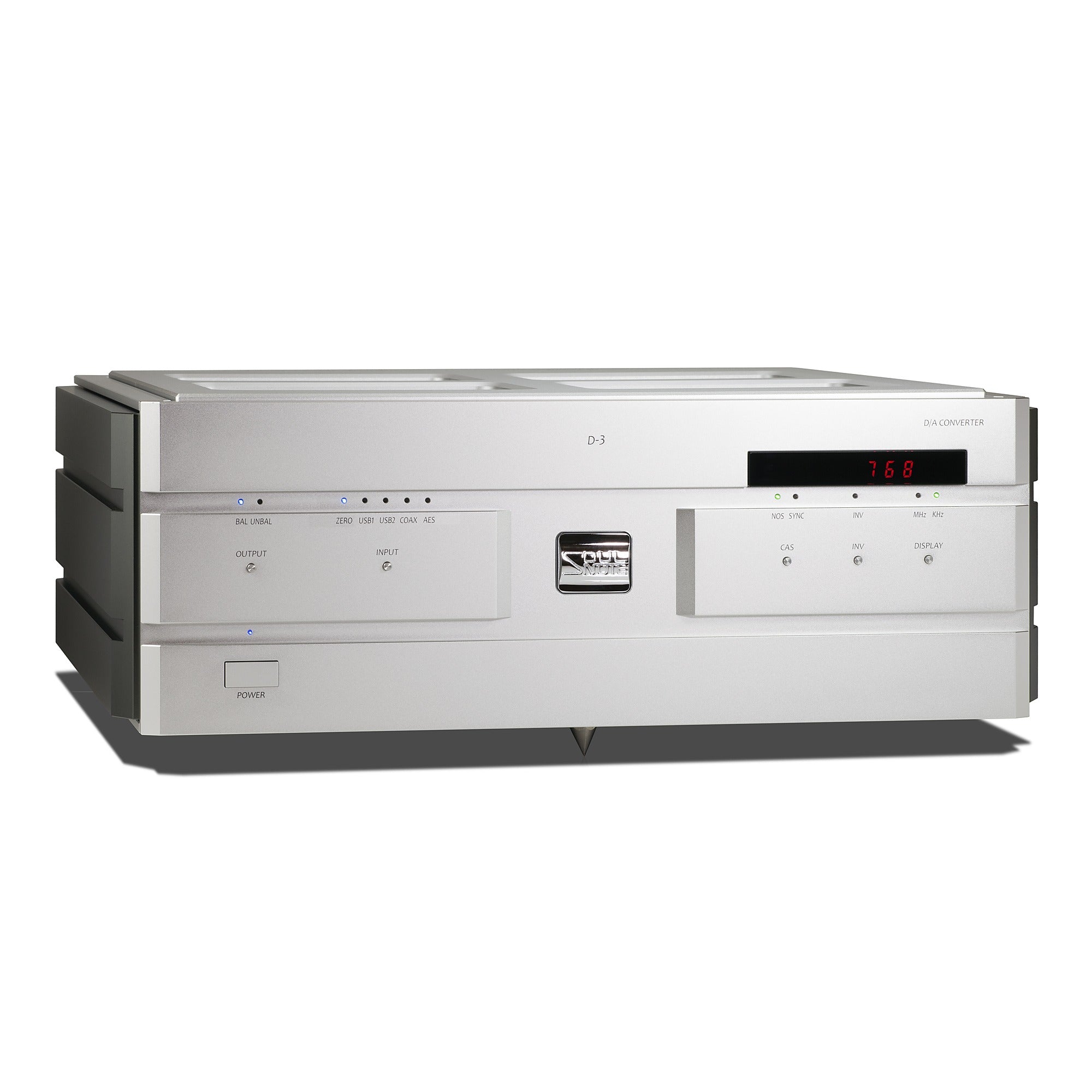 Soulnote D-3 reference D/A converter, silver, front left angle view