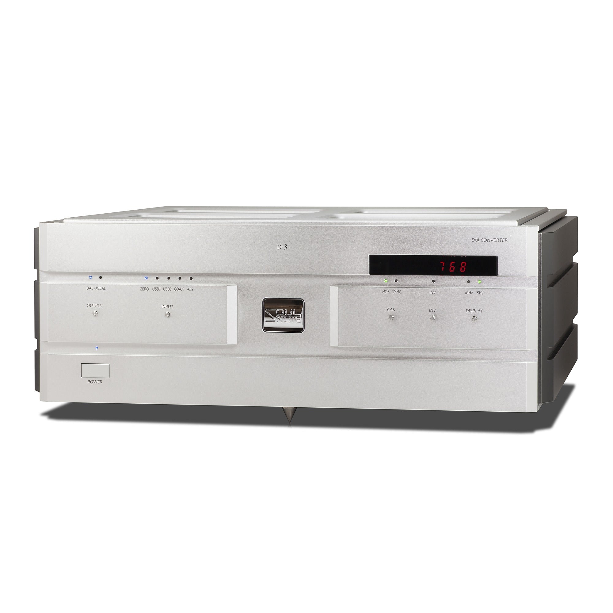 Soulnote D-3 reference D/A converter, silver, front right angle view