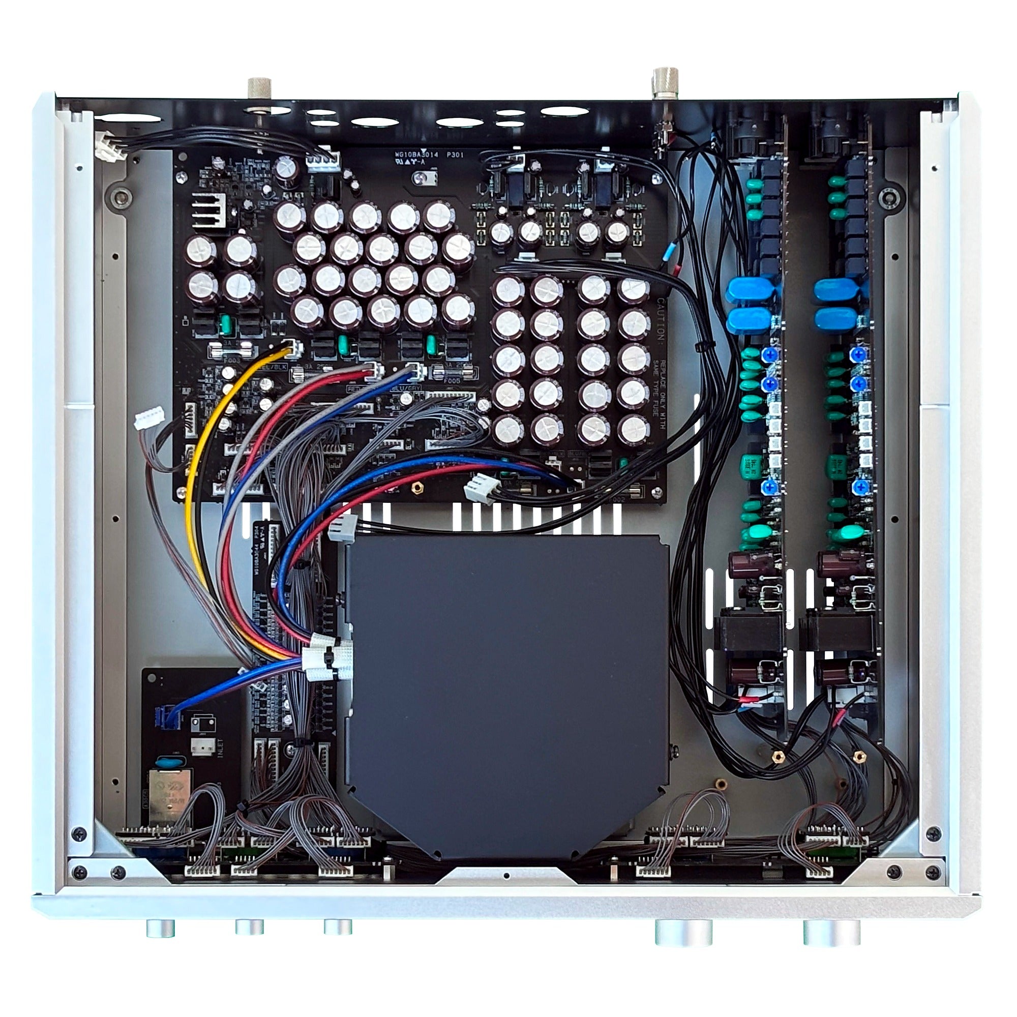 Soulnote E-2 ver.2 phono equalizer, internal view, lower section