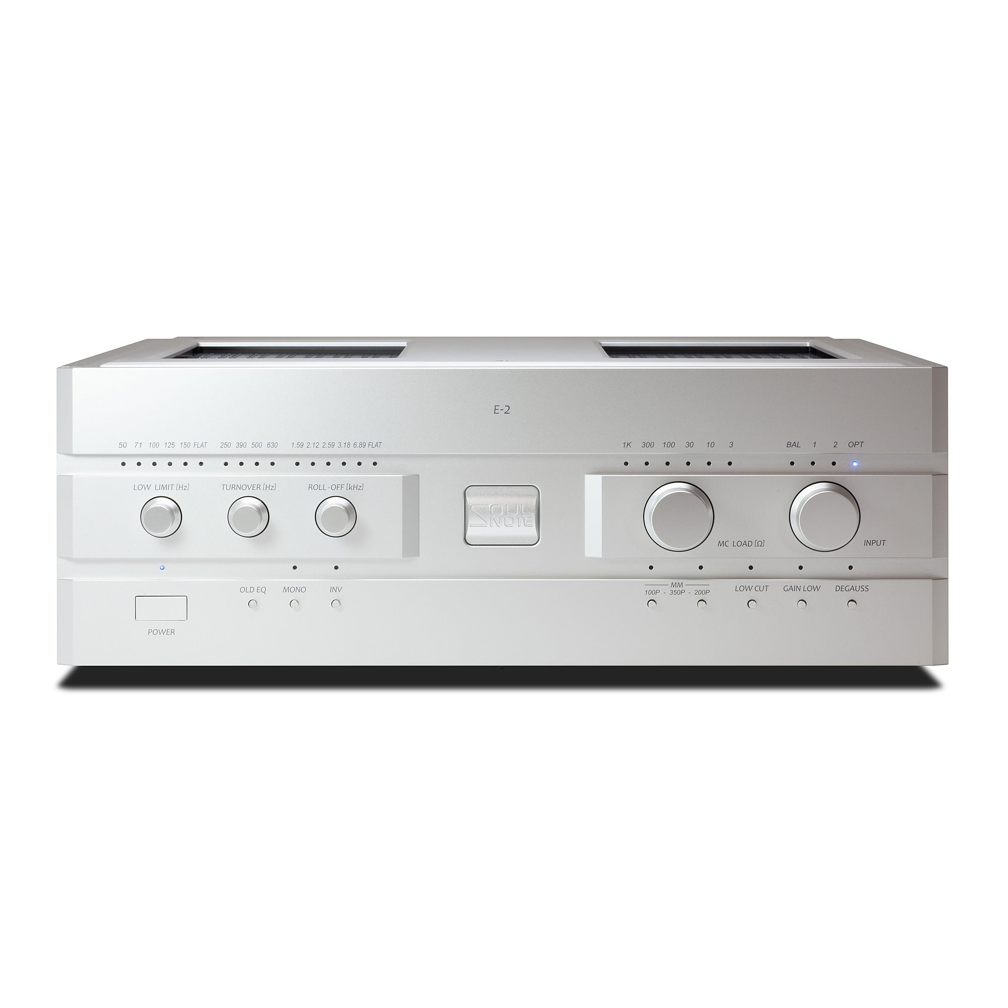 Soulnote E-2 ver.2 phono equalizer, silver, front view