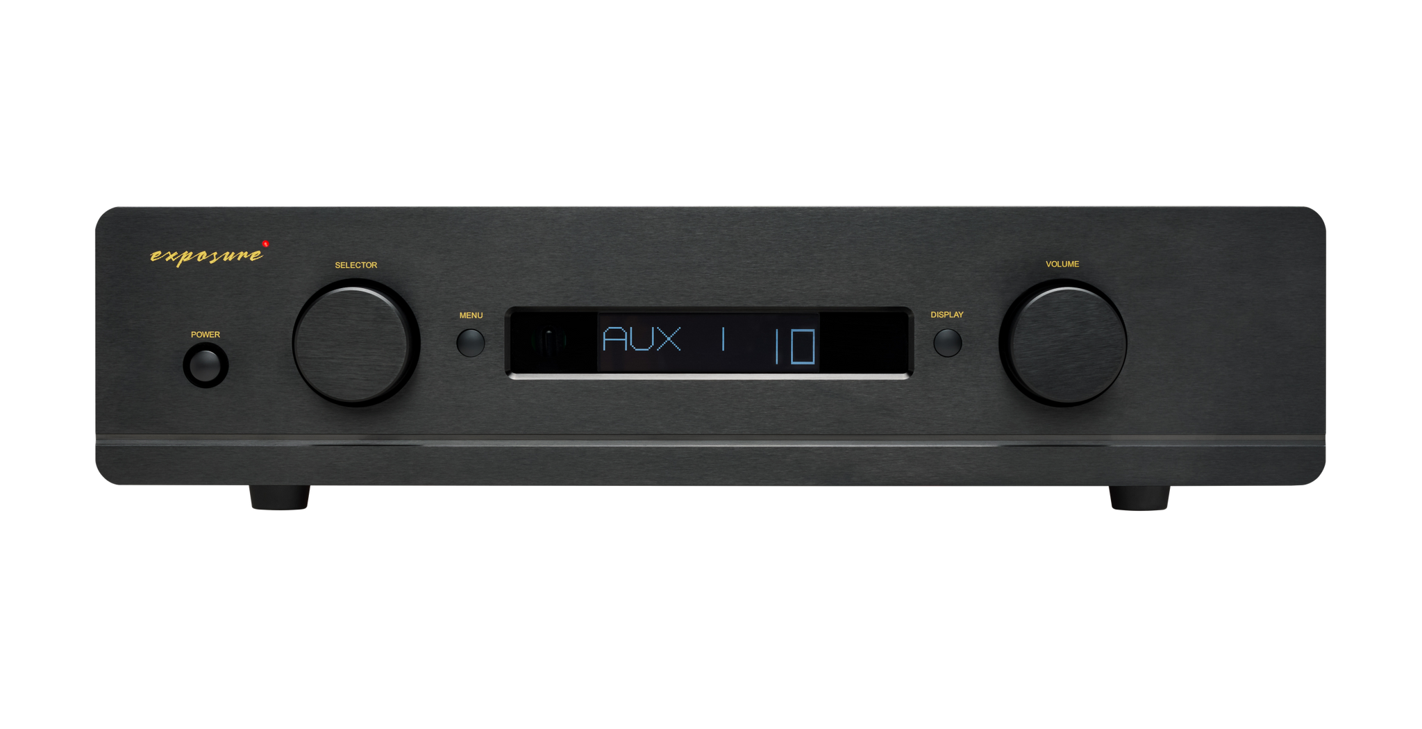 Exposure 5510 integrated amplifier front view with knobs and display