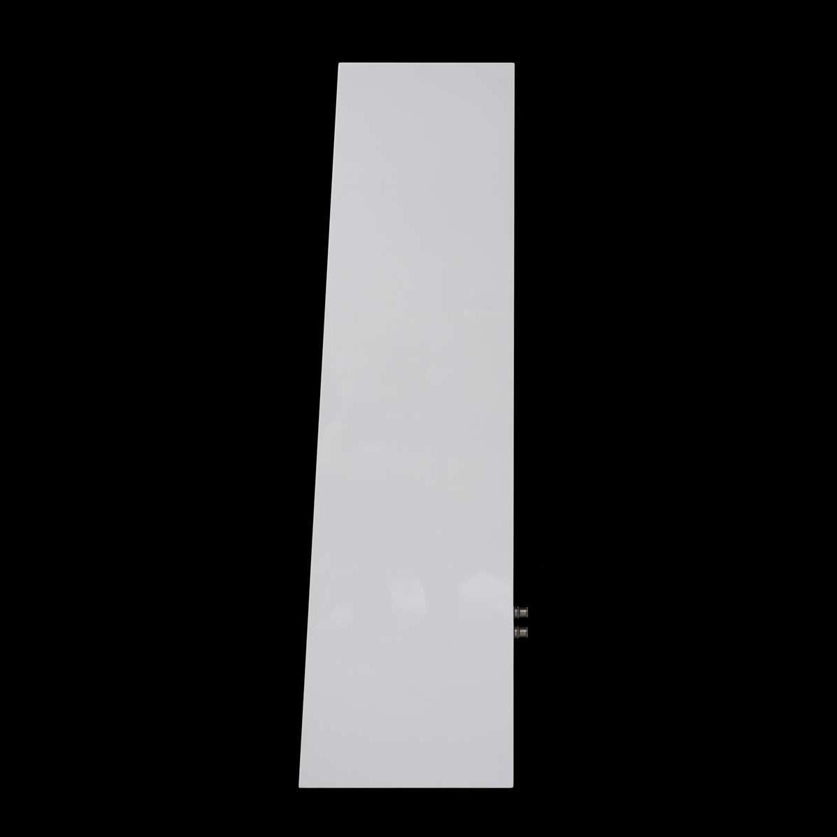 Side of the Ophidian FFION tower speakers in a white finish on a black background.