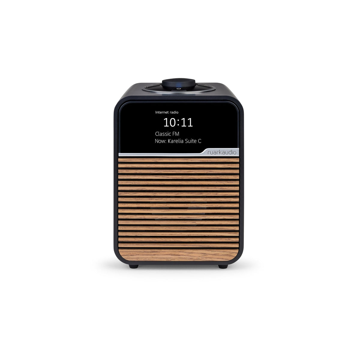 Ruark R1S smart radio in charcoal, high front angle