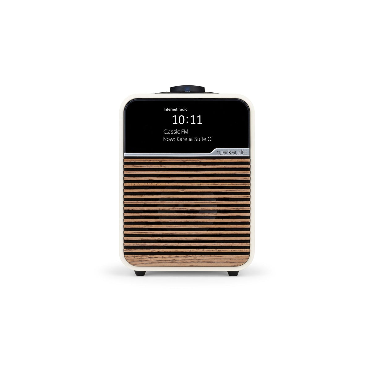 Ruark R1S smart radio in light cream, front view