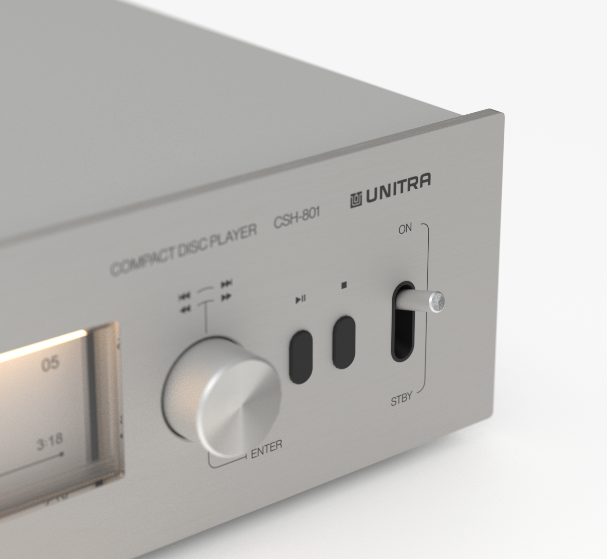 Unitra CSH-801 CD player in silver on a white background