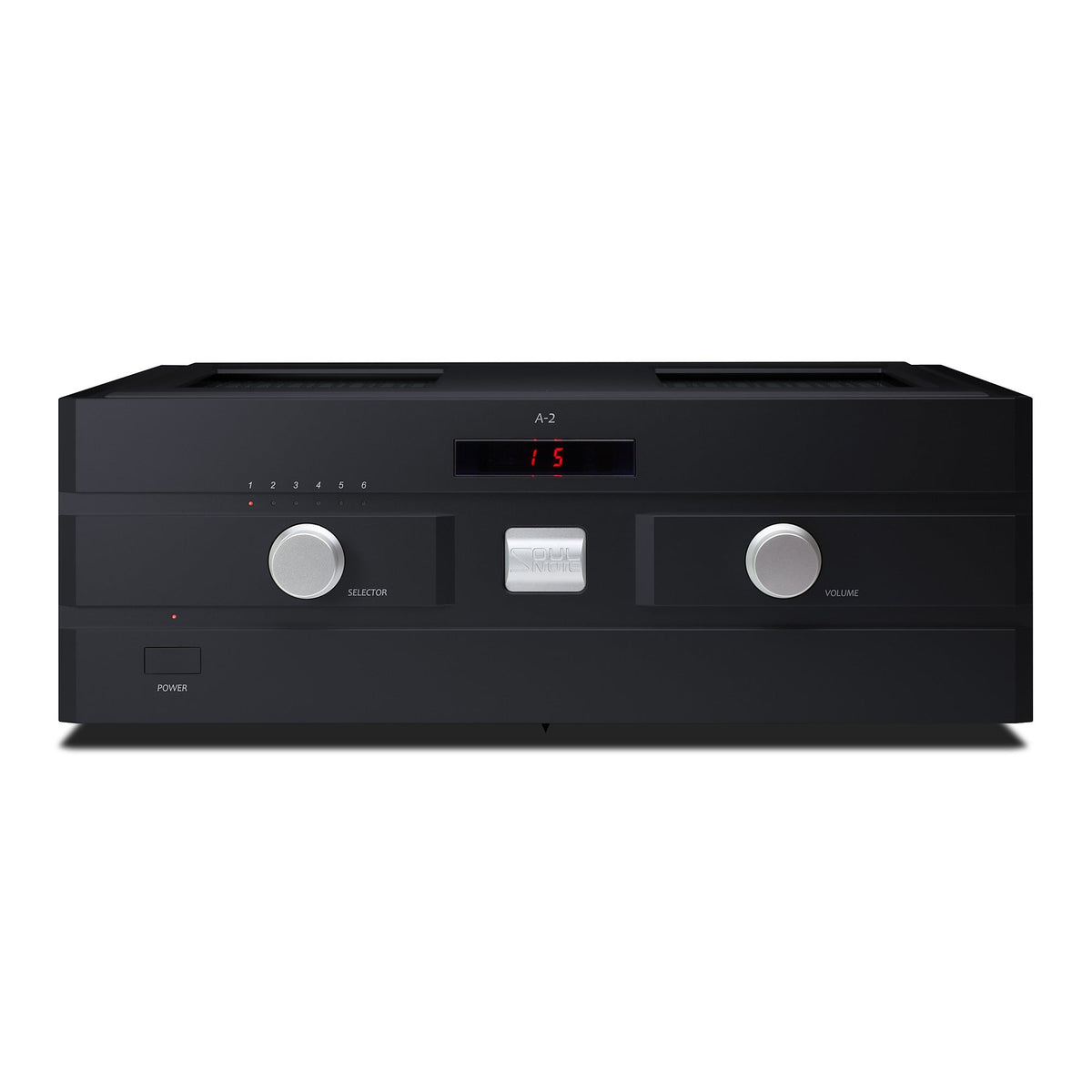 Soulnote A-2 integrated amplifier, front panel — the amplifier that still sounds like a band with the dial at nine o'clock