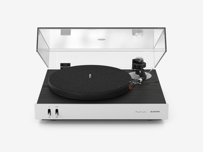 Unitra Fryderyk Turntable in Silver and Black Ash on a white background