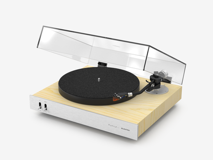 Unitra Fryderyk Turntable in SilverAluminum and Light Ash on a white background