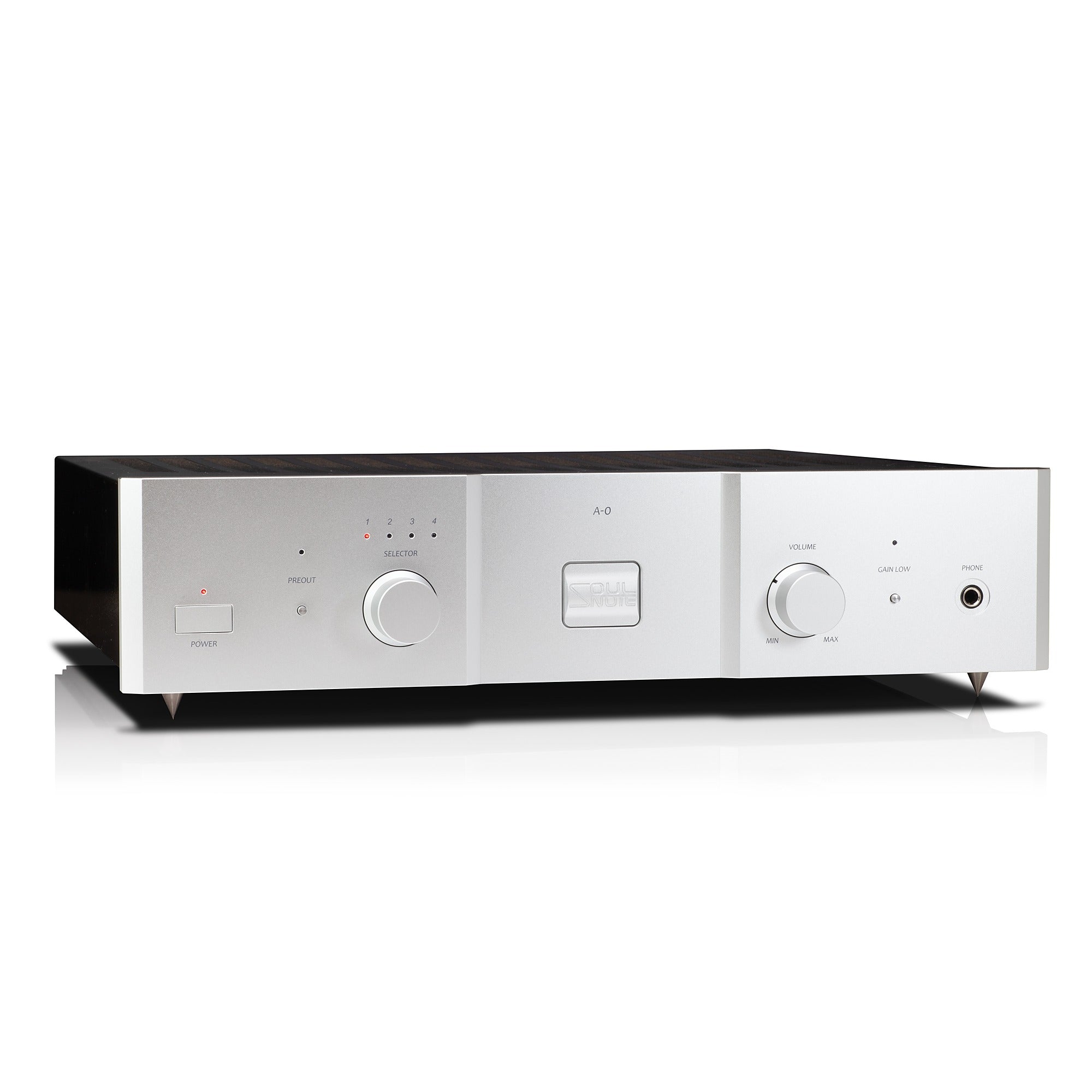 Soulnote A-0 ver.2 integrated amplifier, front right angle view
