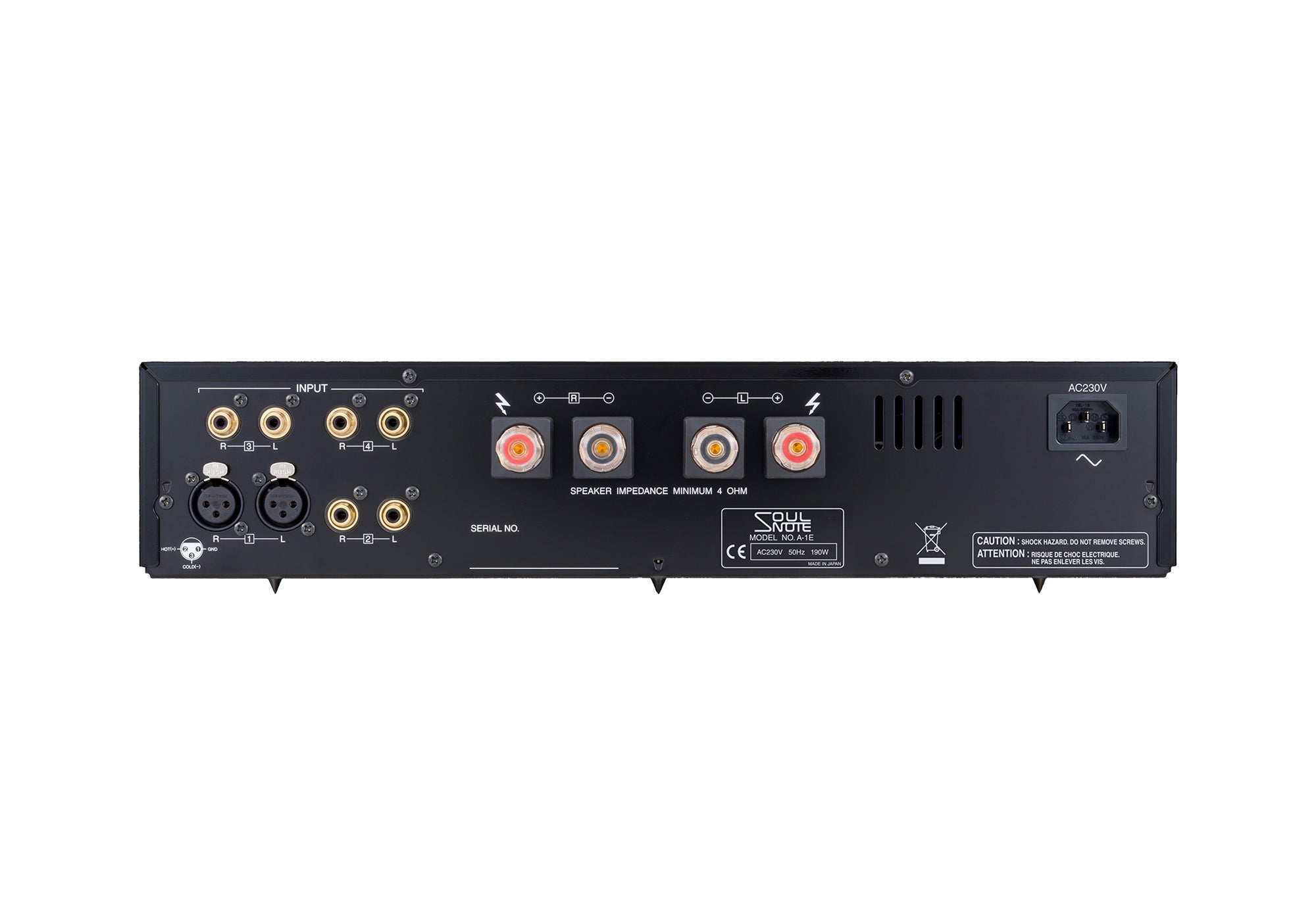 Soulnote A-1 ver.2 integrated amplifier, rear panel