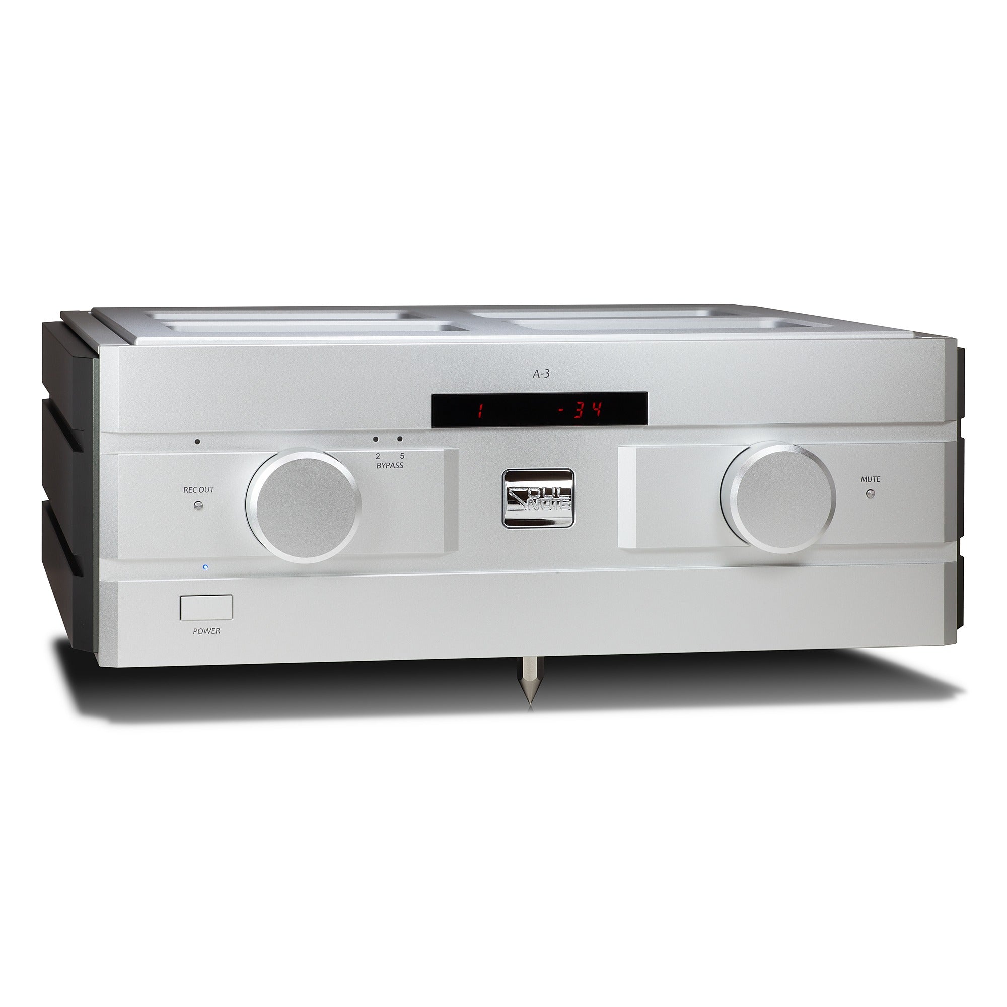 Soulnote A3 integrated amplifier, front left angle view