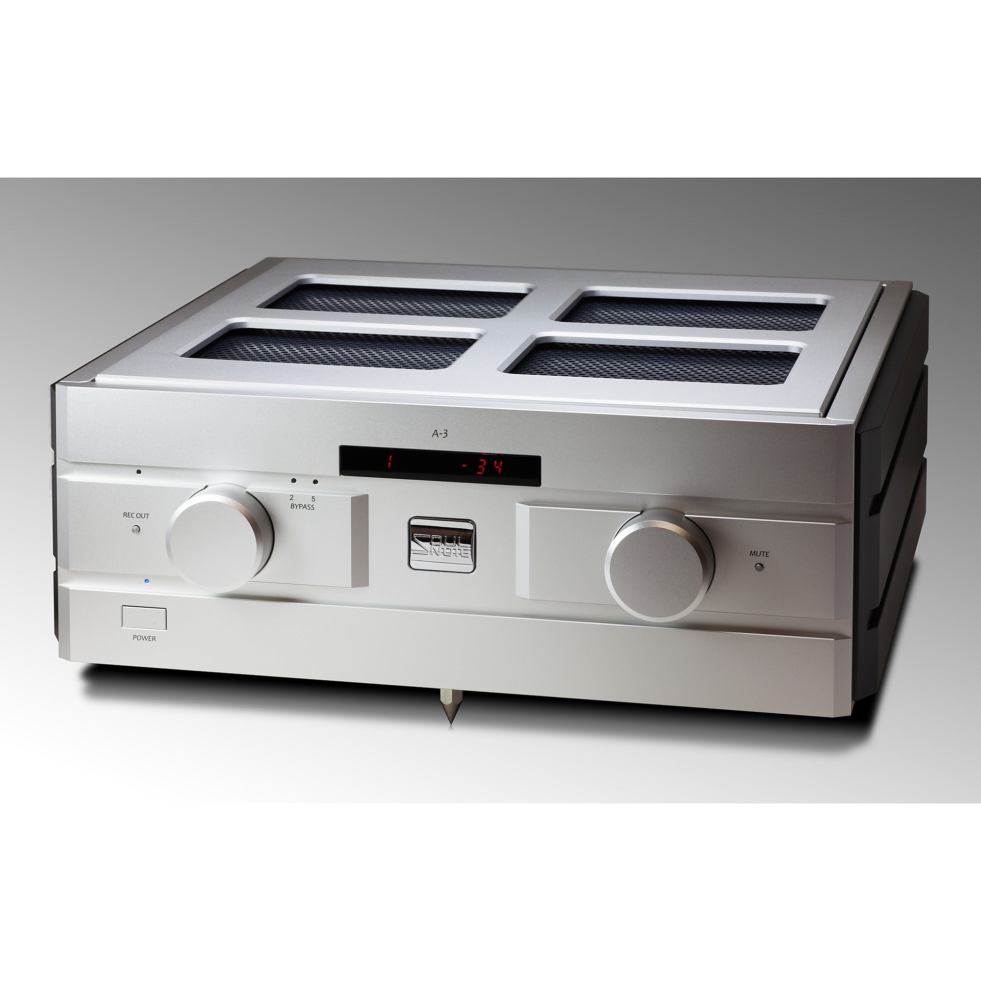 Soulnote A3 integrated amplifier, high front right angle view