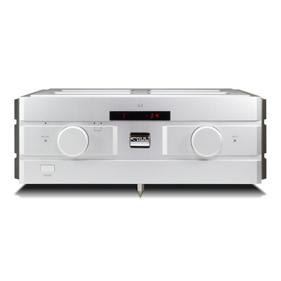 Soulnote A3 integrated amplifier, silver, front view