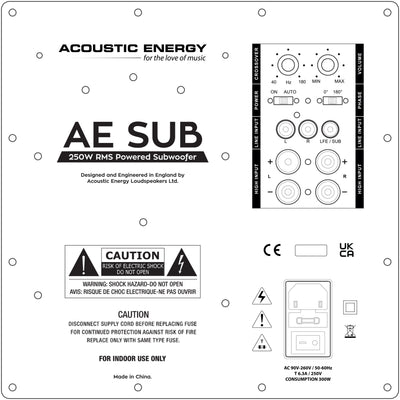 Acoustic Energy AE SUB rear panel diagram