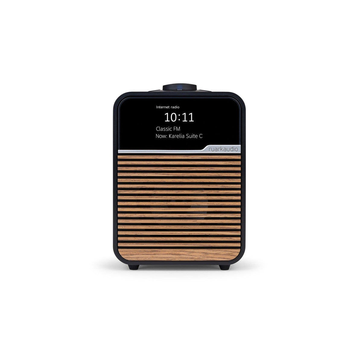 Ruark R1S smart radio in charcoal, front view