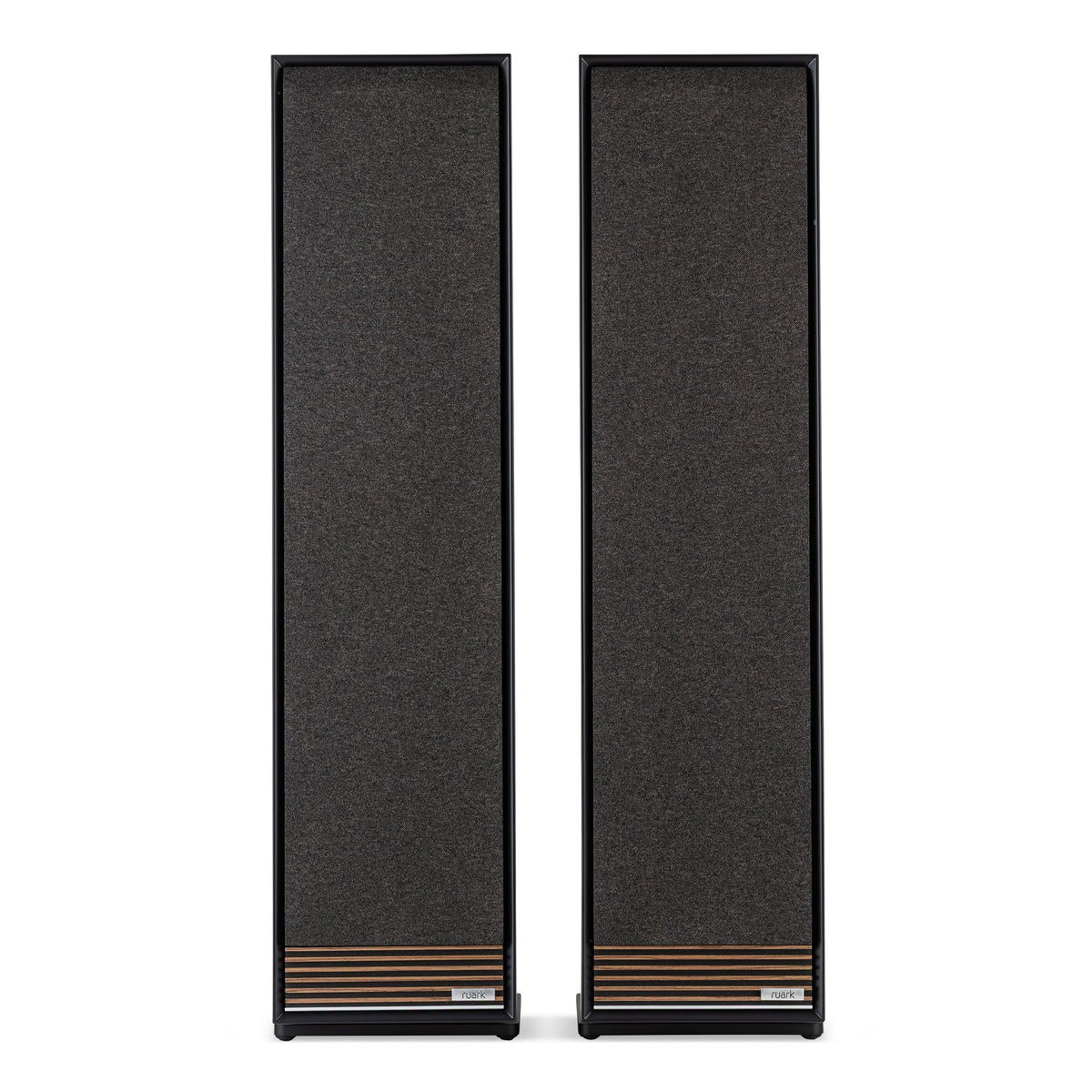 Ruark Talisman-R floorstanding speakers in black, grills on, front
