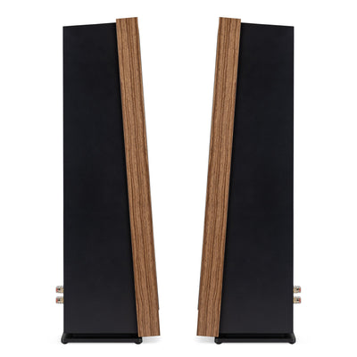 Ruark Talisman-R floorstanding speakers, walnut and black, side profile