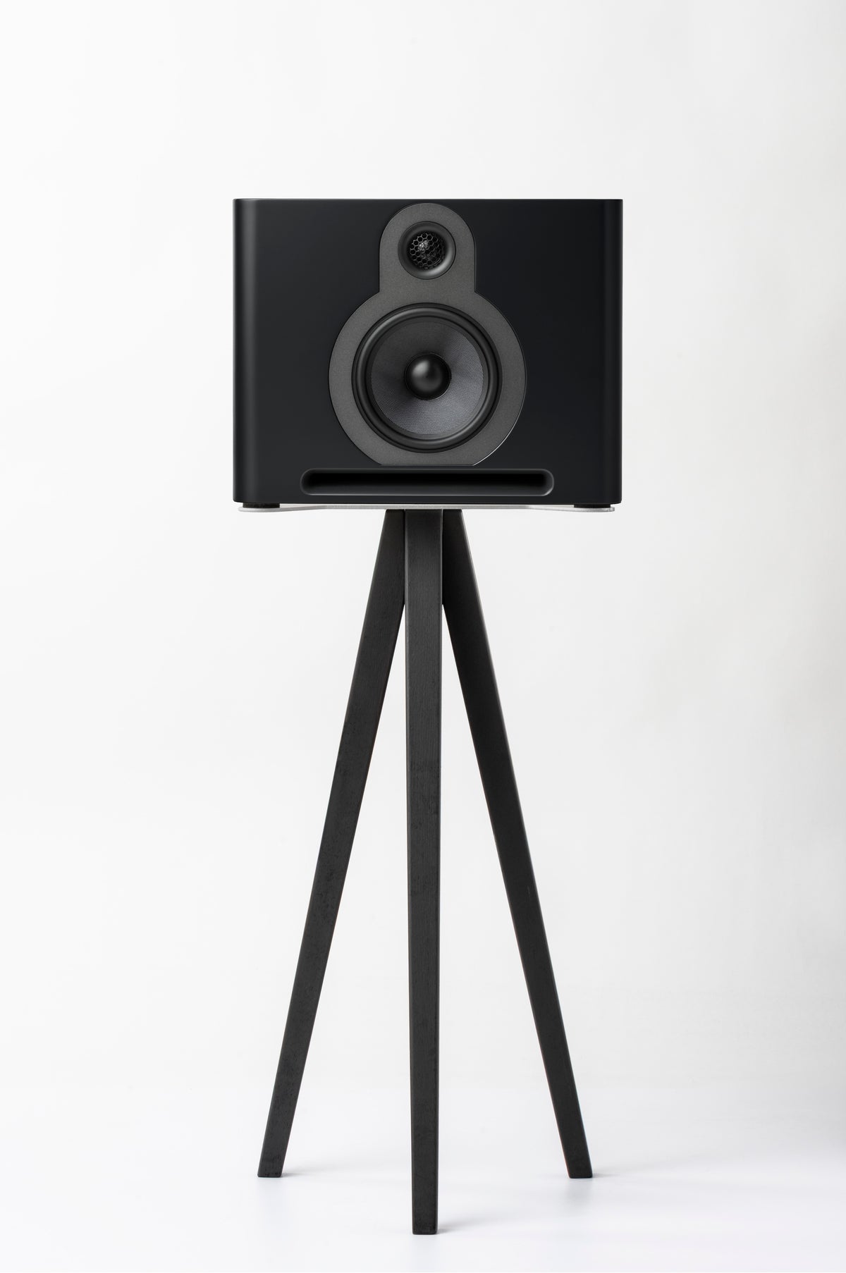 Guru Q10 in Satin Black on the Guru Standpoint Q10 stand