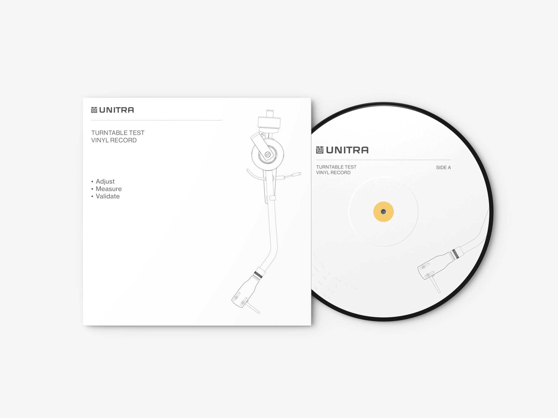 Unitra turntable test vinyl record with diagram on a white background