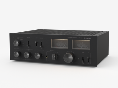 Unitra WSH-805 integrated amplifier classic edition in black on a white background.