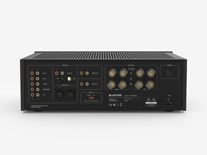 Unitra WSH-805 integrated amplifier classic edition in black on a white background.