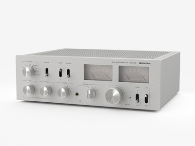 Unitra WSH-805 integrated amplifier classic edition in silver on a white background.