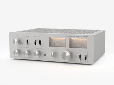 Unitra WSH-805 integrated amplifier classic edition in silver on a white background.