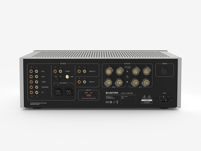 Unitra WSH-805 integrated amplifier classic edition in silver on a white background.