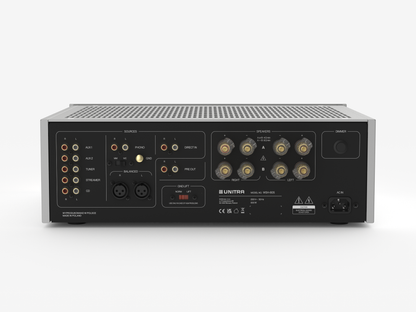 Unitra WSH-805 integrated amplifier classic edition in silver on a white background.