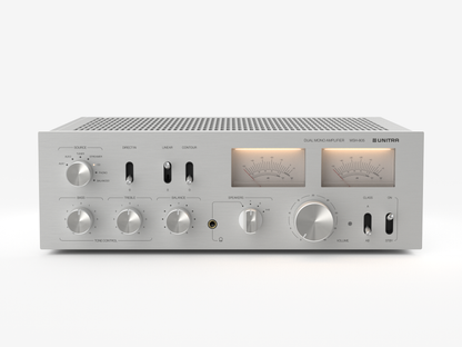 Unitra WSH-805 integrated amplifier classic edition in silver on a white background.