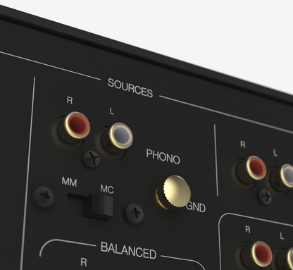 Unitra WSH-805 integrated amplifier classic edition in black on a white background.