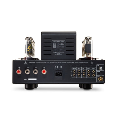 Unison-S6-Black-Edition vacuum tube amplifier on a white background.
