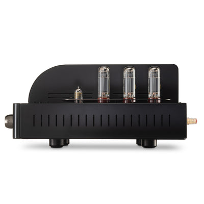 Unison-S6-Black-Edition vacuum tube amplifier on a white background.