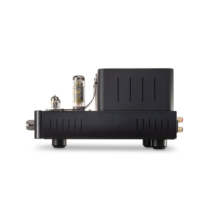 Unison Simply Italy amplifier with vacuum tube on a white background
