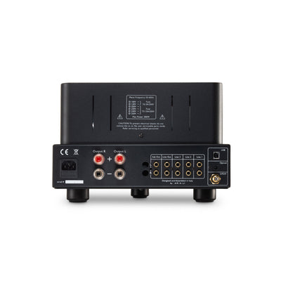 Unison audio Triode 25 amplifier with vacuum tubes on a white background