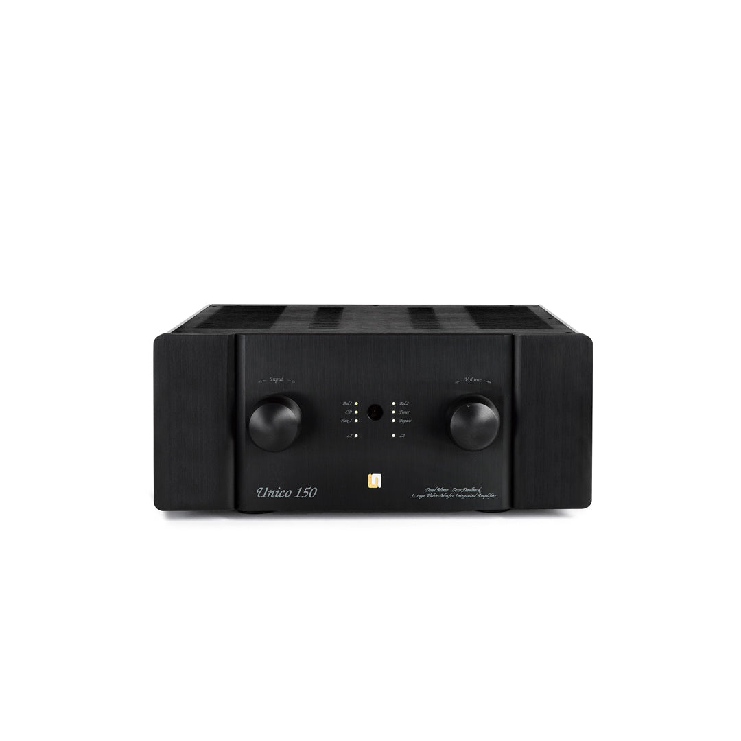 Unison Unico 150 audio amplifier with brand logo on a white background