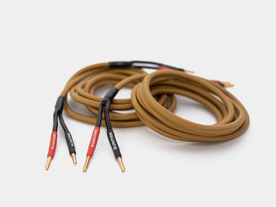 Unitra KG-25 speaker cables finished with honey coloured Polish yarn