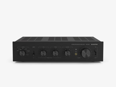 Unitra DSH-605 black audio amplifier on a white background