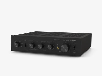 Unitra DSH-605 black audio amplifier on a white background