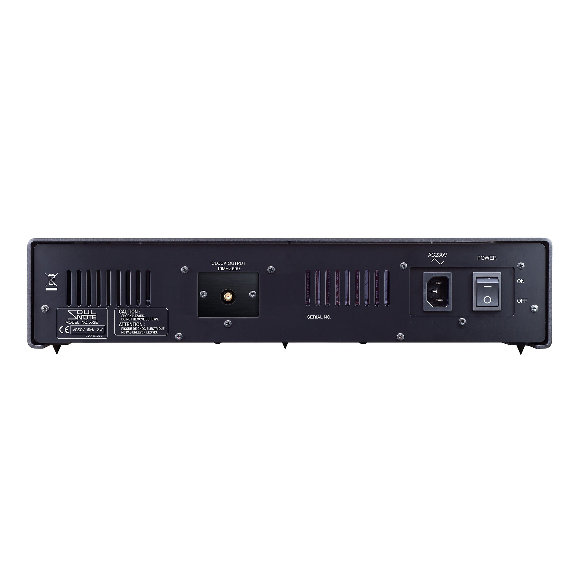Soulnote X3 master clock generator, rear panel